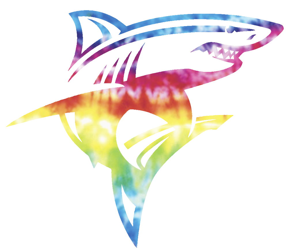 Long Island LIU Sharks Mascot Logo Crucial Catch Cancer Tie Dye Vinyl Decal PICK SIZE