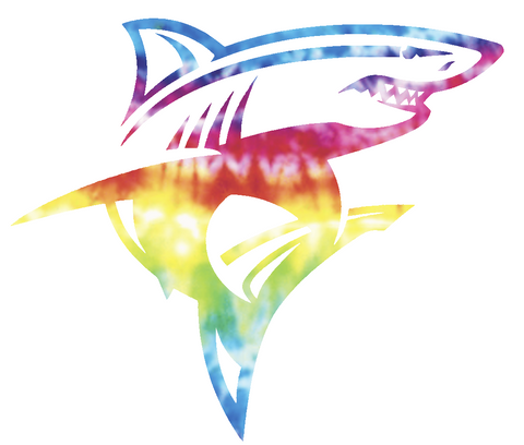 Long Island LIU Sharks Mascot Logo Crucial Catch Cancer Tie Dye Vinyl Decal PICK SIZE