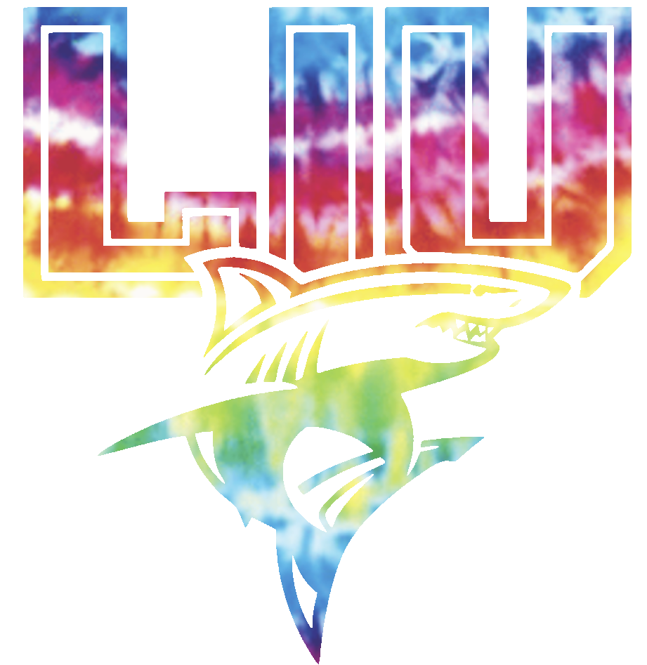 Long Island LIU Sharks Team Logo Crucial Catch Cancer Tie Dye Vinyl Decal PICK SIZE
