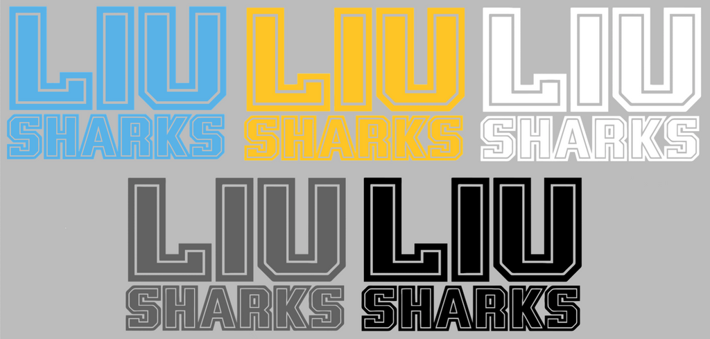Long Island LIU Sharks Team Name Logo Premium DieCut Vinyl Decal PICK COLOR & SIZE
