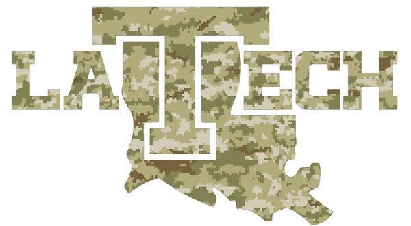 Louisiana Tech Bulldogs Alternate Logo Salute to Service Camouflage Camo Vinyl Decal PICK SIZE