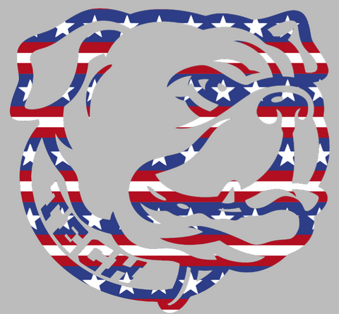 Louisiana Tech Bulldogs Mascot Logo Stars & Stripes USA American Flag Vinyl Decal PICK SIZE