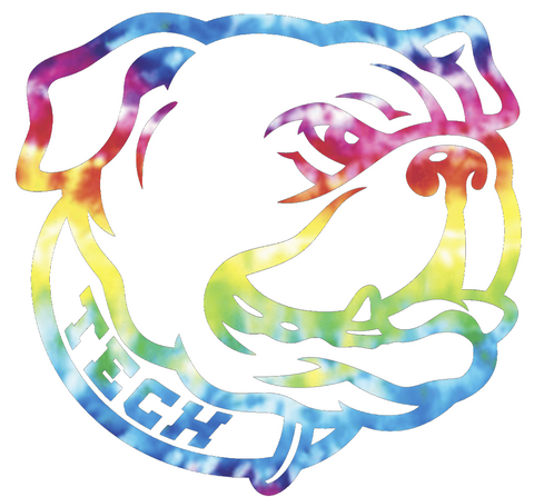 Louisiana Tech Bulldogs Mascot Logo Crucial Catch Cancer Tie Dye Vinyl Decal PICK SIZE