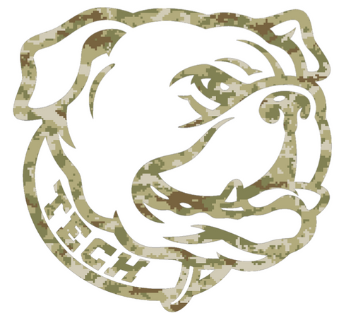 Louisiana Tech Bulldogs Mascot Logo Salute to Service Camouflage Camo Vinyl Decal PICK SIZE