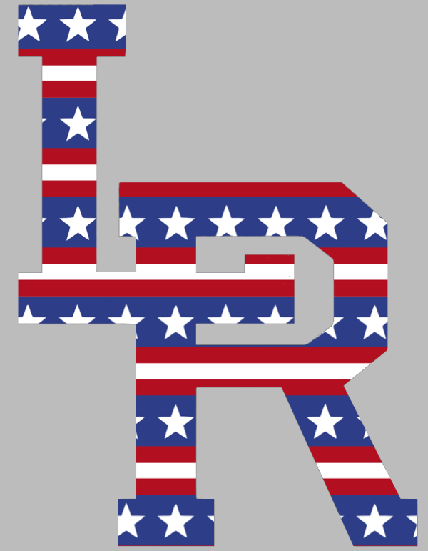 Little Rock Trojans LR Logo Stars & Stripes USA American Flag Vinyl Decal PICK SIZE