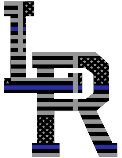 Little Rock Trojans LR Logo Thin Blue Line American Flag Premium DieCut Vinyl Decal PICK SIZE