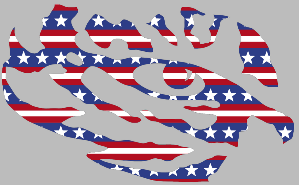 LSU Tigers Tiger Eye Logo Stars & Stripes USA American Flag Vinyl Decal PICK SIZE