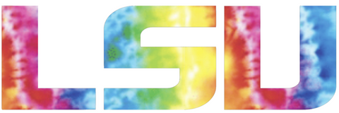 LSU Tigers Team Name Logo Crucial Catch Cancer Tie Dye Vinyl Decal PICK SIZE