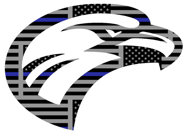 Louisiana Monroe Warhawks Mascot Logo Thin Blue Line American Flag Premium DieCut Vinyl Decal PICK SIZE