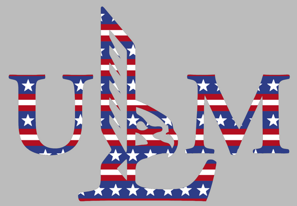 Louisiana Monroe Warhawks Team Logo Stars & Stripes USA American Flag Vinyl Decal PICK SIZE