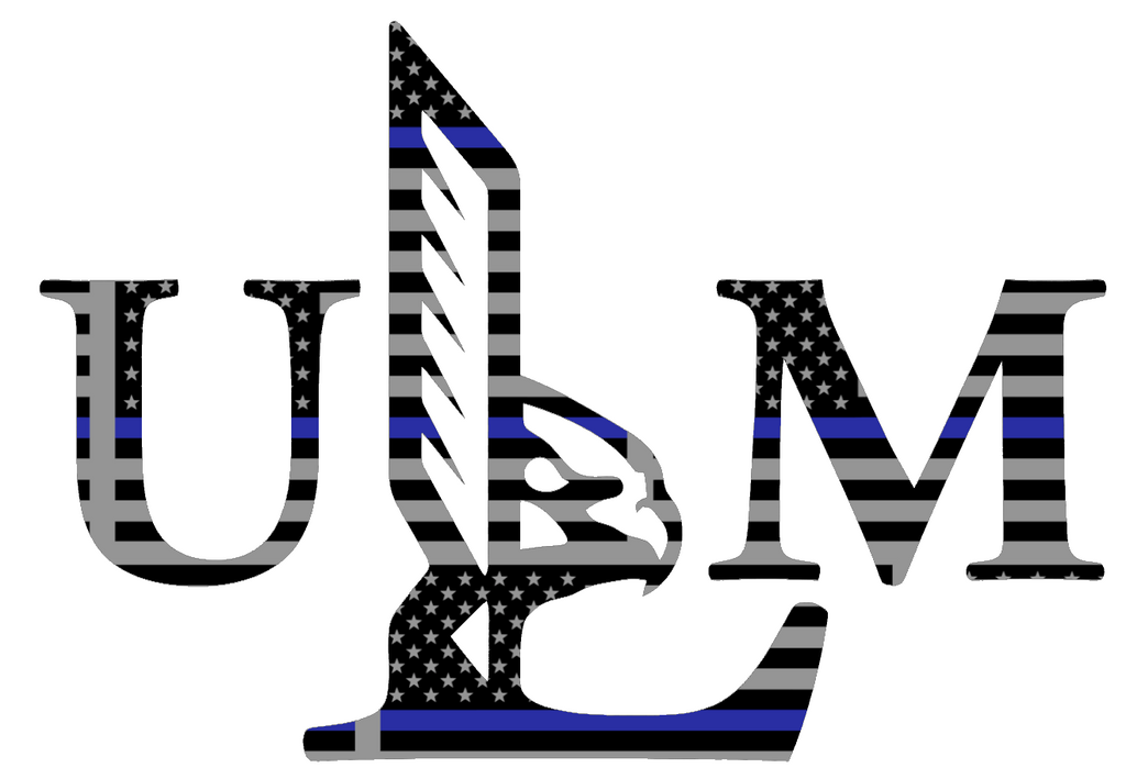 Louisiana Monroe Warhawks Team Logo Thin Blue Line American Flag Premium DieCut Vinyl Decal PICK SIZE