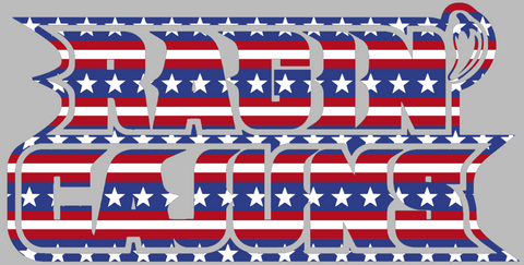 Louisiana Rajin Cajuns Team Logo Stars & Stripes USA American Flag Vinyl Decal PICK SIZE