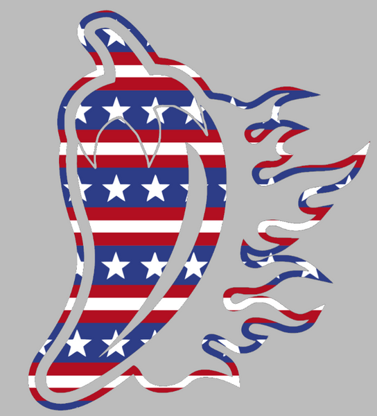 Louisiana Rajin Cajuns Pepper Logo Stars & Stripes USA American Flag Vinyl Decal PICK SIZE