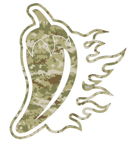 Louisiana Rajin Cajuns Pepper Logo Salute to Service Camouflage Camo Vinyl Decal PICK SIZE