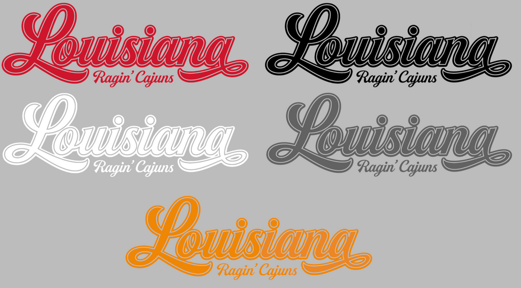 Louisiana Rajin Cajuns Team Name Logo Premium DieCut Vinyl Decal PICK COLOR & SIZE