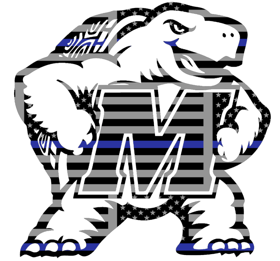 Maryland Terrapins Mascot Logo Thin Blue Line American Flag Premium DieCut Vinyl Decal PICK SIZE
