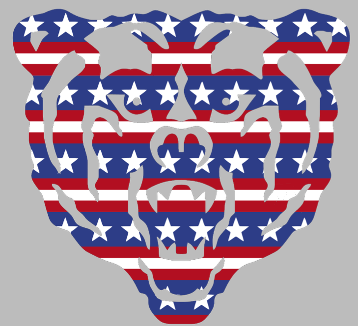 Mercer Bears Mascot Logo Stars & Stripes USA American Flag Vinyl Decal PICK SIZE