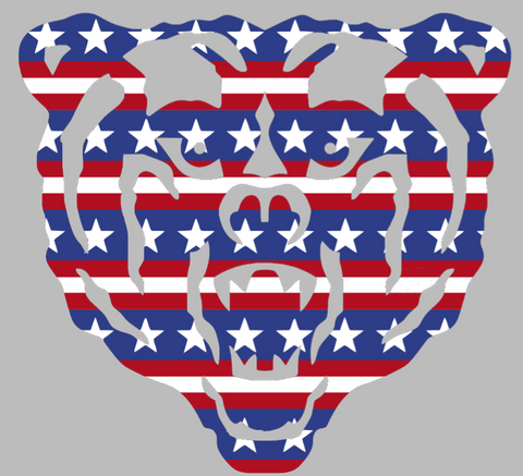 Mercer Bears Mascot Logo Stars & Stripes USA American Flag Vinyl Decal PICK SIZE