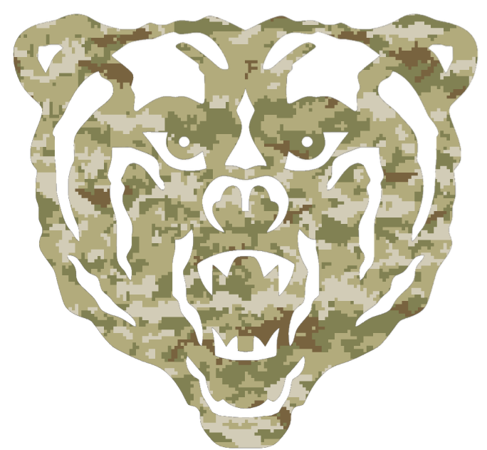 Mercer Bears Mascot Logo Salute to Service Camouflage Camo Vinyl Decal PICK SIZE