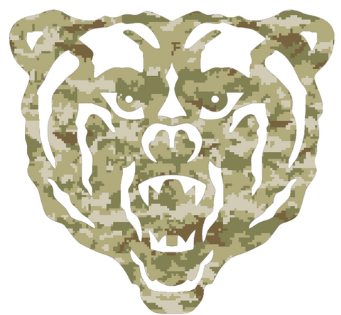 Mercer Bears Mascot Logo Salute to Service Camouflage Camo Vinyl Decal PICK SIZE