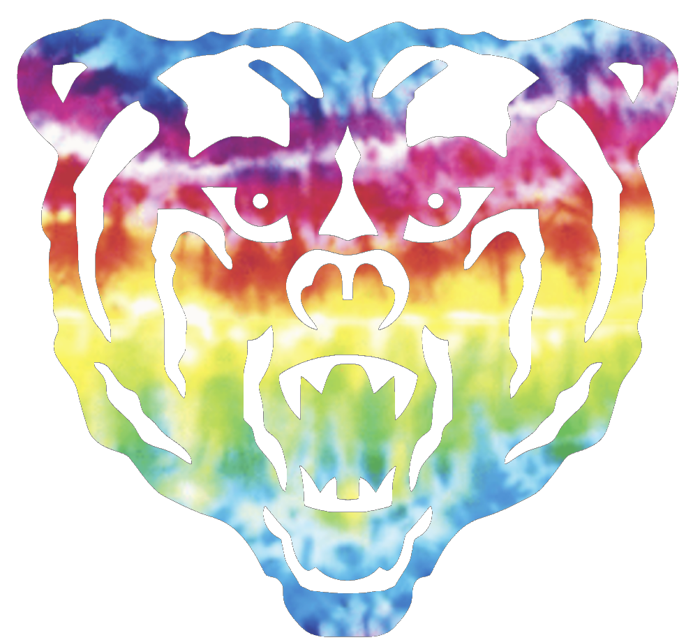 Mercer Bears Mascot Logo Crucial Catch Cancer Tie Dye Vinyl Decal PICK SIZE