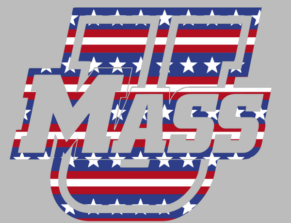 Massachusetts Minutemen Team Logo Stars & Stripes USA American Flag Vinyl Decal PICK SIZE