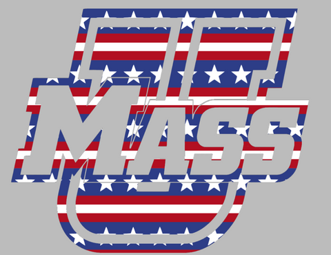 Massachusetts Minutemen Team Logo Stars & Stripes USA American Flag Vinyl Decal PICK SIZE