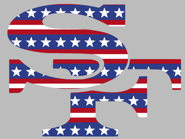 San Francisco 49ers Stars & Stripes SF Logo USA American Flag Vinyl Decal PICK SIZE