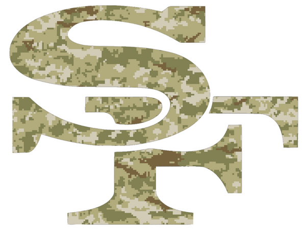 San Francisco 49ers Salute to Service SF Logo Camouflage Camo Vinyl Decal PICK SIZE