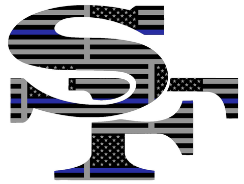 San Francisco 49ers Thin Blue Line SF Logo American Flag Premium DieCut Vinyl Decal PICK SIZE