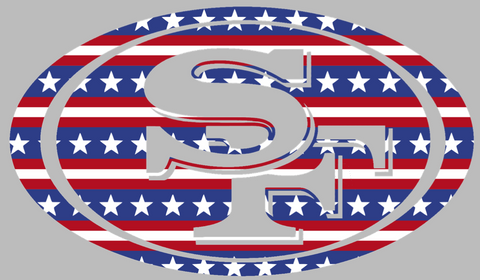 San Francisco 49ers Stars & Stripes Team Logo USA American Flag Vinyl Decal PICK SIZE
