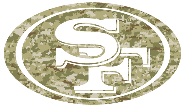 San Francisco 49ers Salute to Service Team Logo Camouflage Camo Vinyl Decal PICK SIZE