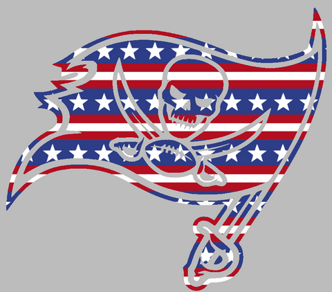 Tampa Bay Buccaneers Stars & Stripes Team Logo USA American Flag Vinyl Decal PICK SIZE