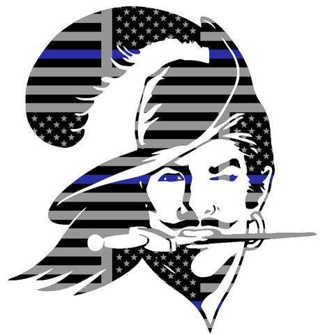 Tampa Bay Buccaneers Thin Blue Line Retro Throwback Logo American Flag Premium DieCut Vinyl Decal PICK SIZE