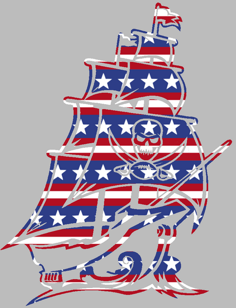 Tampa Bay Buccaneers Stars & Stripes Pirate Ship Logo USA American Flag Vinyl Decal PICK SIZE