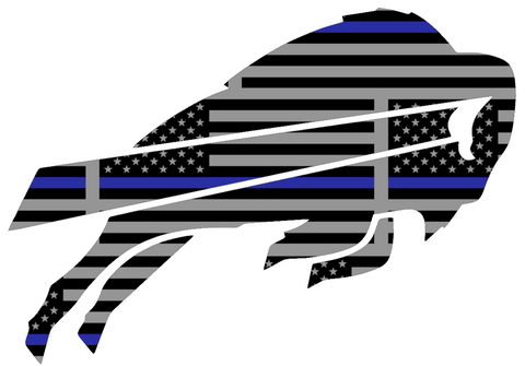 Buffalo Bills Thin Blue Line Team Logo American Flag Premium DieCut Vinyl Decal PICK SIZE