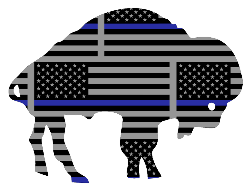 Buffalo Bills Thin Blue Line Retro Throwback Logo American Flag Premium DieCut Vinyl Decal PICK SIZE