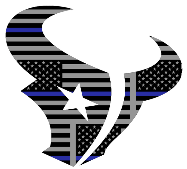 Houston Texans Thin Blue Line Team Logo American Flag Premium DieCut Vinyl Decal PICK SIZE