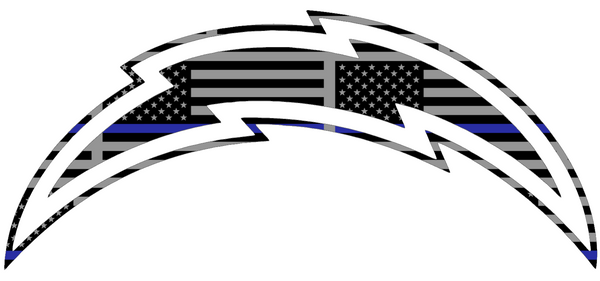 Los Angeles Chargers Thin Blue Line Team Logo American Flag Premium DieCut Vinyl Decal PICK SIZE