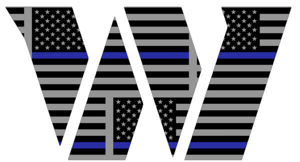 Washington Commanders Thin Blue Line Team Logo American Flag Premium DieCut Vinyl Decal PICK SIZE