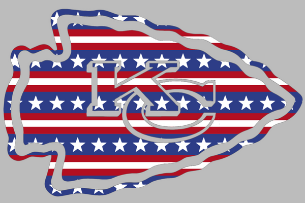 Kansas City Chiefs Stars & Stripes Team Logo USA American Flag Vinyl Decal PICK SIZE