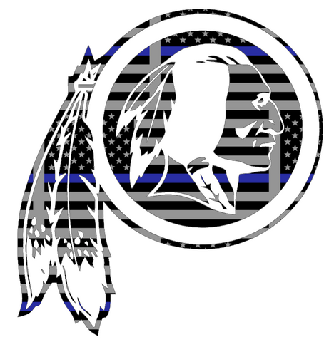 Washington Redskins Thin Blue Line Team Logo American Flag Premium DieCut Vinyl Decal PICK SIZE