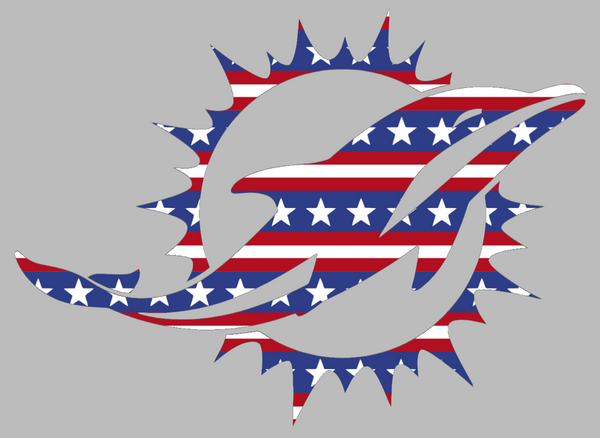 Miami Dolphins Stars & Stripes Team Logo USA American Flag Vinyl Decal PICK SIZE