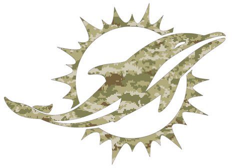 Miami Dolphins Salute to Service Team Logo Camouflage Camo Vinyl Decal PICK SIZE