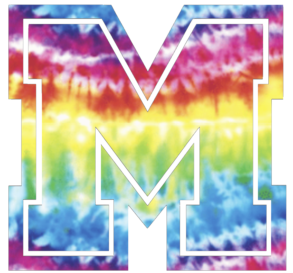 Mercyhurst Lakers M Logo Crucial Catch Cancer Tie Dye Vinyl Decal PICK SIZE