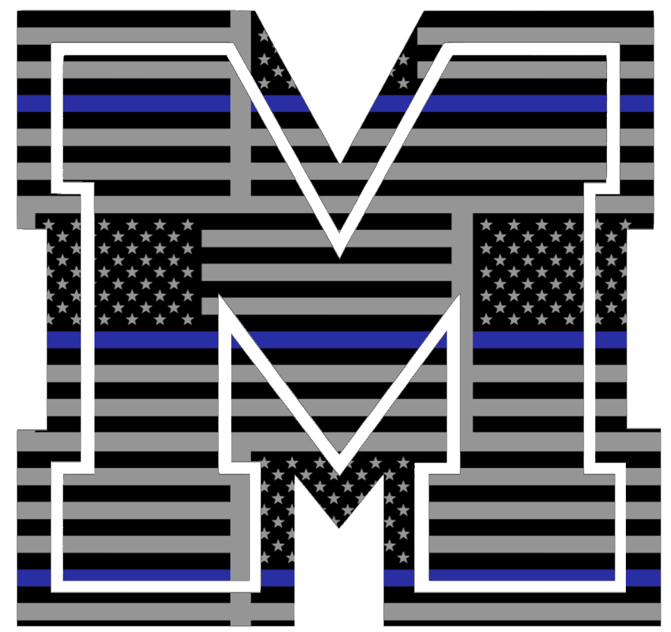 Mercyhurst Lakers M Logo Thin Blue Line American Flag Premium DieCut Vinyl Decal PICK SIZE