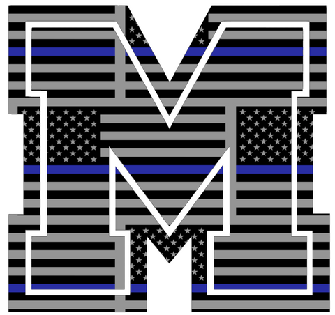 Mercyhurst Lakers M Logo Thin Blue Line American Flag Premium DieCut Vinyl Decal PICK SIZE