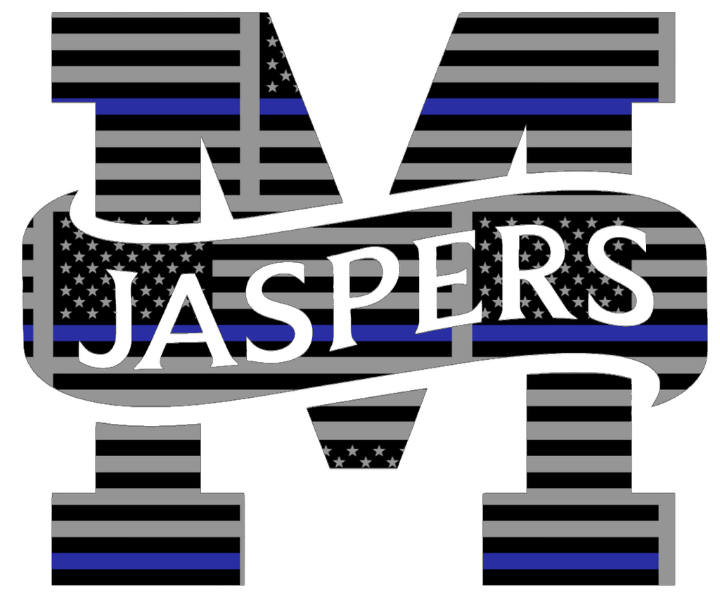 Manhattan Jaspers Team Logo Thin Blue Line American Flag Premium DieCut Vinyl Decal PICK SIZE