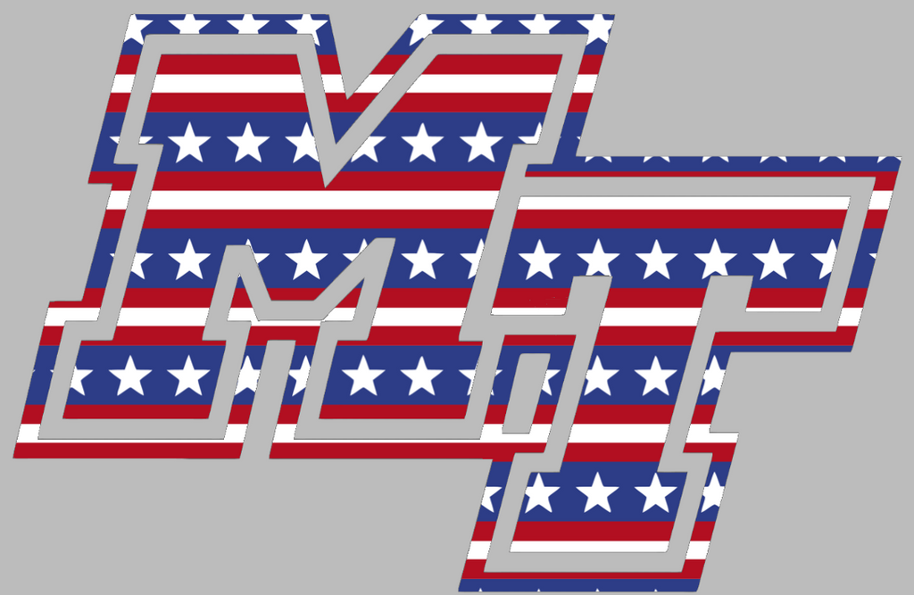 Middle Tennessee Blue Raiders MT Logo Stars & Stripes USA American Flag Vinyl Decal PICK SIZE