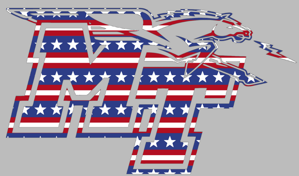 Middle Tennessee Blue Raiders Team Logo Stars & Stripes USA American Flag Vinyl Decal PICK SIZE